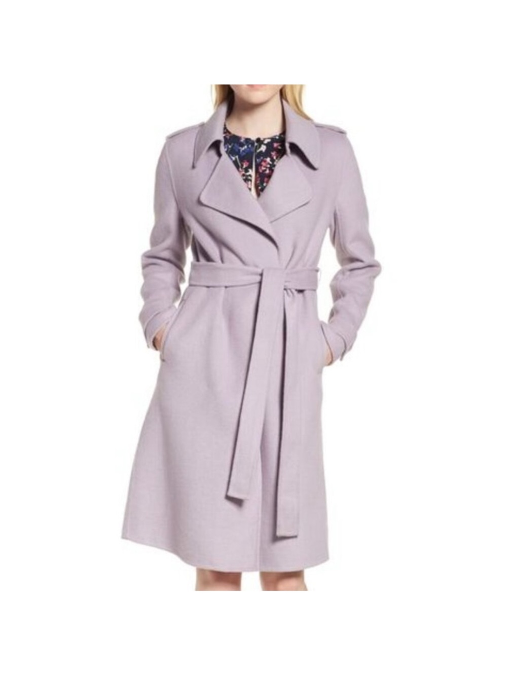 Badgley Mischka Purple Wool Trench Coat